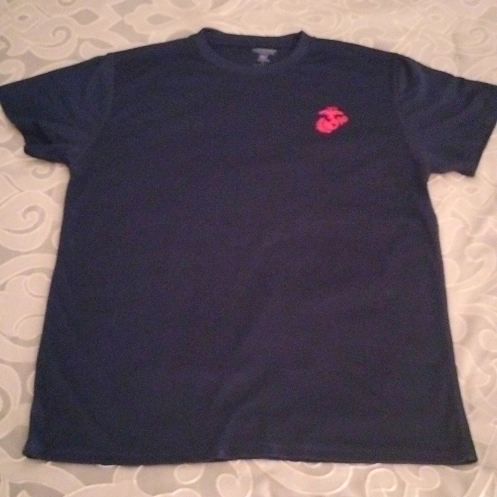 USMC Blue Short Sleeve Tee with Red Logo